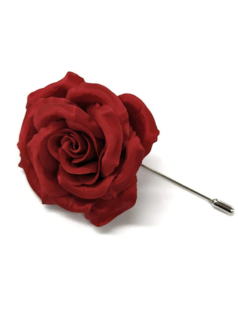 M&S Schmalberg 2" Red Rose Silk Flower Brooch Men's or Women's Lapel Pin Boutonniere silk flower