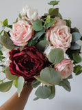 Burgundy bridal bouquet/Burgundy wedding decor/boutonnieres Bouquet