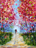 Spring Romance Canvas Print: Impressionist Couple, Colorful Landscape Art Love Romance Flower