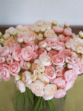 Artificial Rustic Ranunculus Flower Bunch Stalks, Vintage Floral  Ranunculus Decor, Faux Flowers silk flower