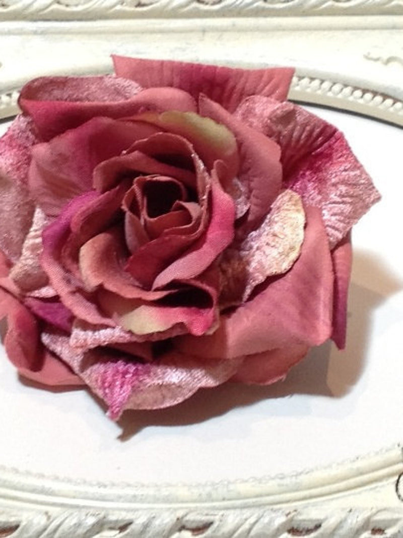 Victorian Mauve Velvet Rose, Millinery Flower, DIY Wedding silk flower