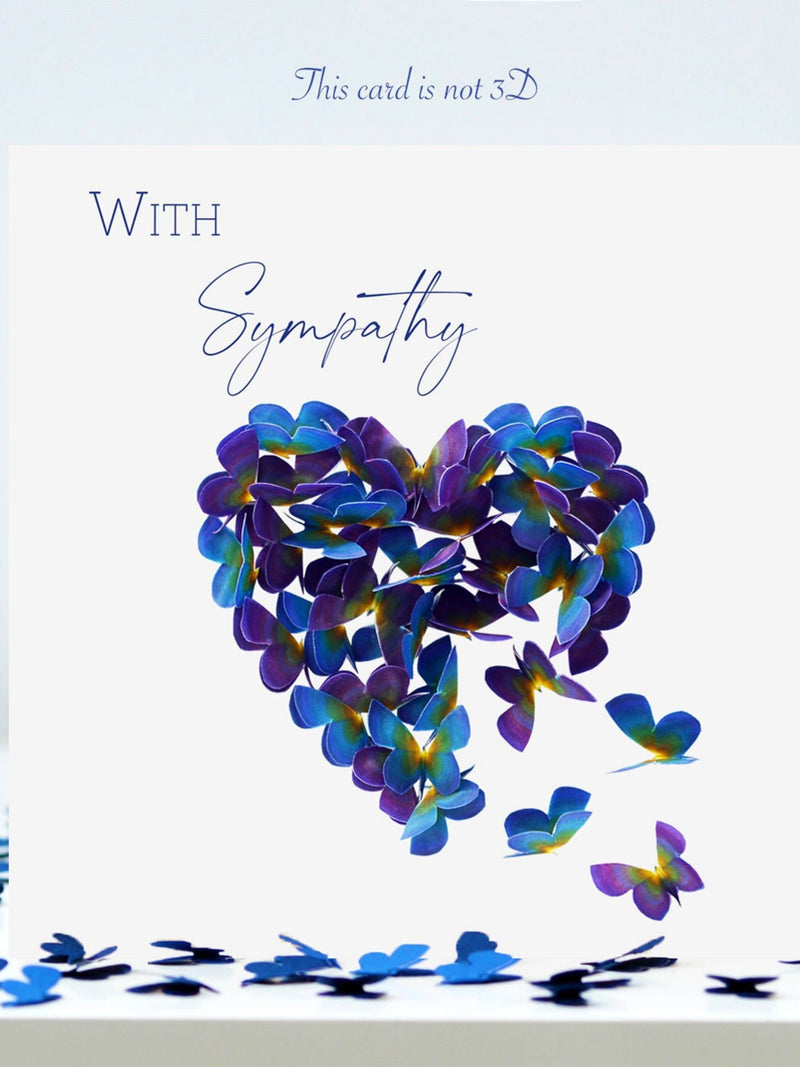 Sympathy Card, Butterfly Heart, Forget Me Not Flowers sympathy flower