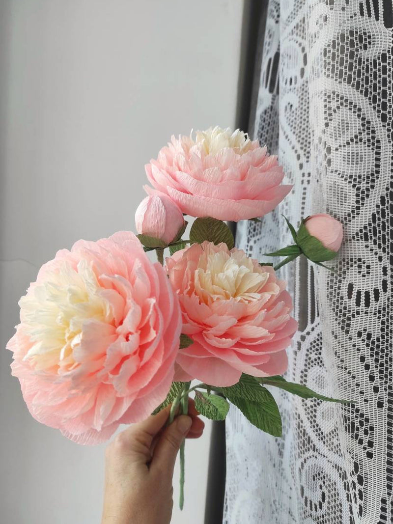 Crepe Paper Peony: Handmade Floral Arrangement, Baby Shower Decor FLOWER DELIVERY