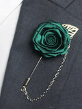 Emerald Green Suit Lapel Pin Chain ,  Groomsmen Wedding Gift Ideas , Flower Brooch Buttonholes Pins wedding flower