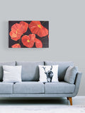 Original Red Poppies Oil Painting on Canvas, Handmade Floral Art (36x24 inches) Love Romance Flower