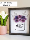 Home Sweet Home Floral Bouquet Shadow Box Art | Customized Flower Frame | Gift for House Warming, Wedding, Anniversary, Birthday, Mom house warming flower