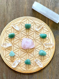 Love Romance Self-Love Flower Of Life Crystal Grid Kit Rose Quartz Aventurine Reiki Infused Selenite Stick Love Romance Flower