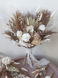 Wedding boho dried flowers bouquet, rustic bridal and bridesmaid bunches groom boutonni�res wedding set,natural preserved floral arrangement Bouquet