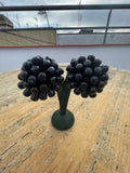 Vintage Big Black Spore Atomic Flower 80s does 60s Statement Clip On Earrings flower spore