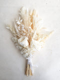 Ivory Dried Flower Bouquet: Pampas, Ruscus, Bunny Tails Wedding Arrangement Bouquet