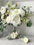 Lily Peony white Bouquet, wedding white bouquet, bridal lily bouquet, white wedding flower, bridesmaid white bouquet, wedding peony bouquet Bouquet