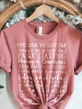 Romance Novel Tropes Shirt for Reader Bookworm and Bibliophile, BookTok Trend, Enemies to Lovers, Forbidden Romance, there's only one bed Love Romance Flower