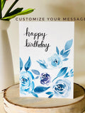 Custom Watercolor Blue Rose Card, Hand Painted Wall Art, Birthday Card, Anniversary Card, Bridal Shower, Sympathy Card, Just Because Card sympathy flower