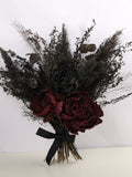 Black burgundy wildflower bouquet, gothic wedding bouquet with burgundy peonies, lunaria stems, pampas grass, burgundy bouquet Bouquet