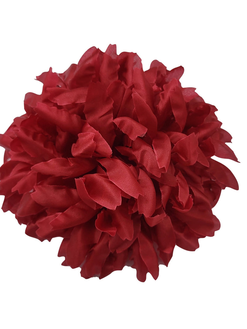 M&S Schmalberg 6" Silk Ruby Red Large Chrysanthemum Large Oversized Flower Brooch Pin - Made in USA silk flower