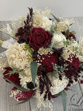 Wedding Bouquet, Bridal Bouquet, Sola Flower, Wedding Flower, Wooden Flower, Burgundy, Ivory, Rustic, Boho, Lily of Angeles wedding flower
