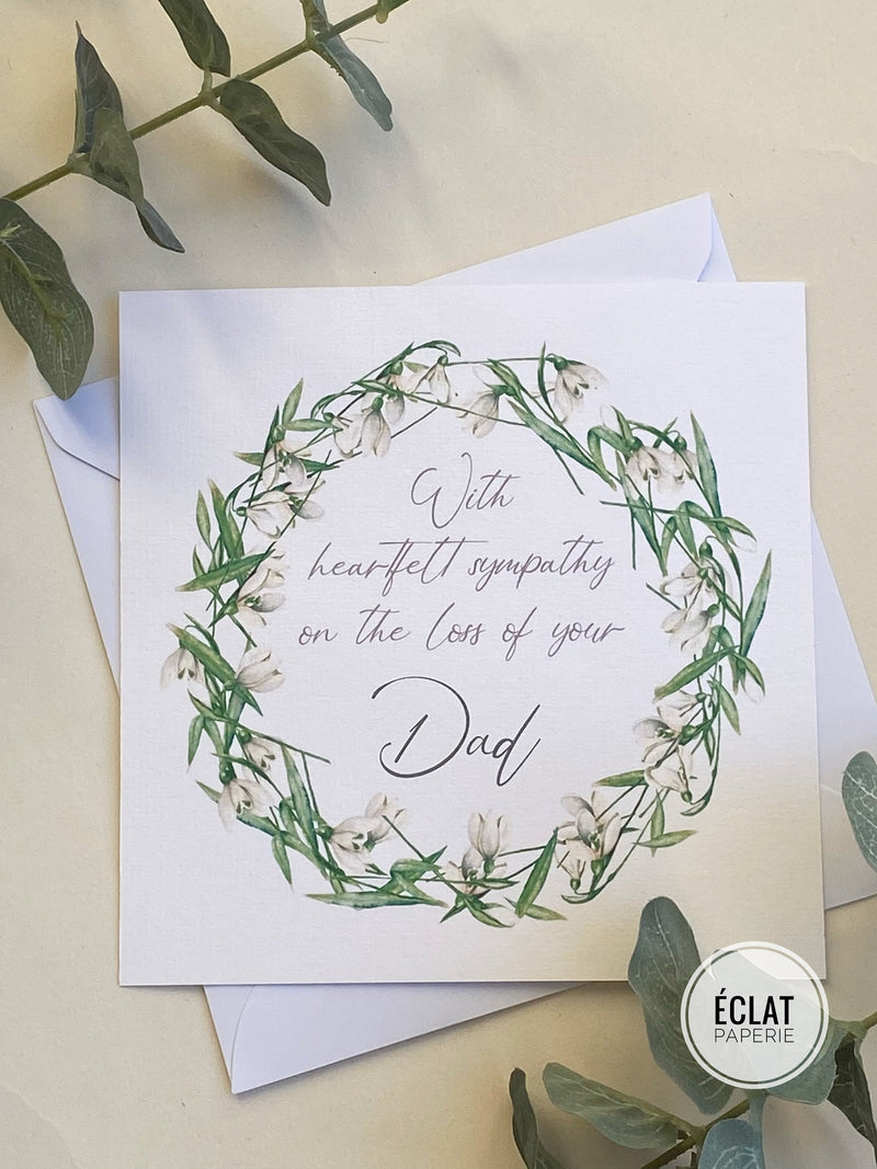 Sympathy Card: Loss of Dad, Floral Wreath Condolences sympathy flower