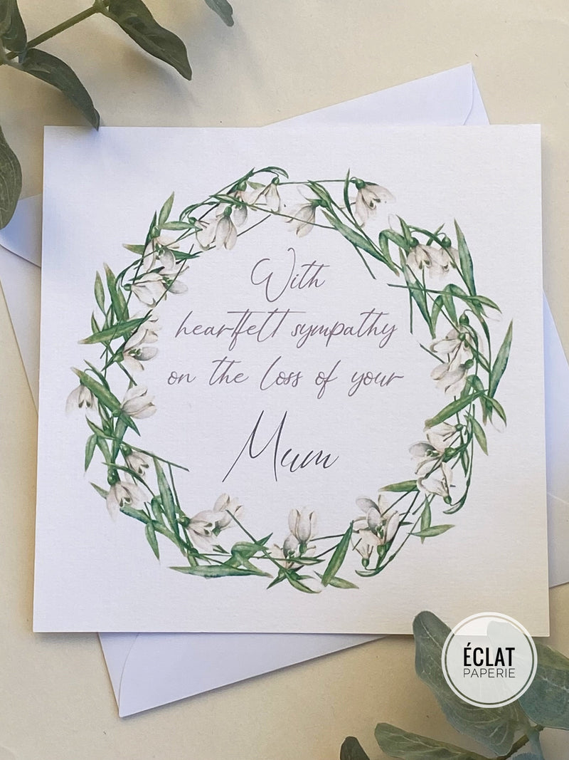 Sympathy Card: Floral Wreath Condolences for Loss of Mum sympathy flower