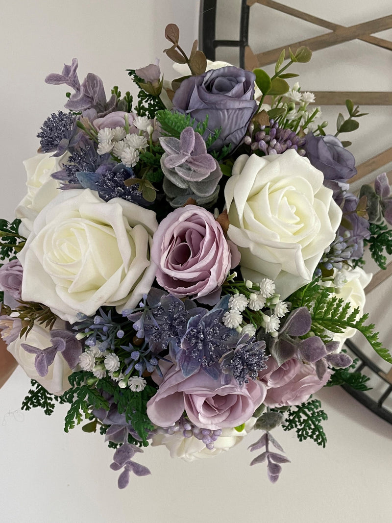 Artificial Wedding Flowers dusky lilac/purple/ivory natural look wedding flower