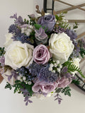 Artificial Wedding Flowers dusky lilac/purple/ivory natural look wedding flower