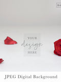Valentines Background Mockup | Single Red Rose Background | Red Flower Background | Romance Background | Copy Space | Love | Passion Love Romance Flower