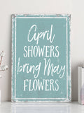 april showers bring may flowers, vintage metal sign, rustic decor, country decor, farmhouse sign, encouraging quotes, encouragement gift, sympathy flower