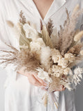 Fluffy Pampas & Reed Bridal Bouquet, Tall Beige Dried Flowers, Minimalist Wedding Centerpiece, Boho Home Decor, Floor Vase Filler-Reed Bouquet
