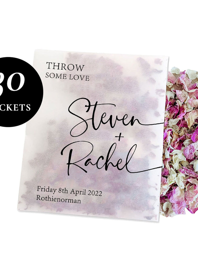 30 Personalized Biodegradable Wedding Confetti Packets | Real Flower Petals wedding flower