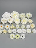 27Pcs Beige and White Artificial Flower Head Combo Set/Silk Simulation Flower/DIY Flower Kit for Wedding Bouquets Fake Floral Decoration silk flower