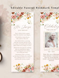 Garden Flowers Funeral Bookmark Template: Celebration of Life (Digital Download) sympathy flower