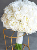 Faux Ivory Real Touch Roses Bridal Bouquet, Cream White Wedding Bouquets, Off White Roses Artificial Flowers Bouquets, Rose Boutonnieres wedding flower