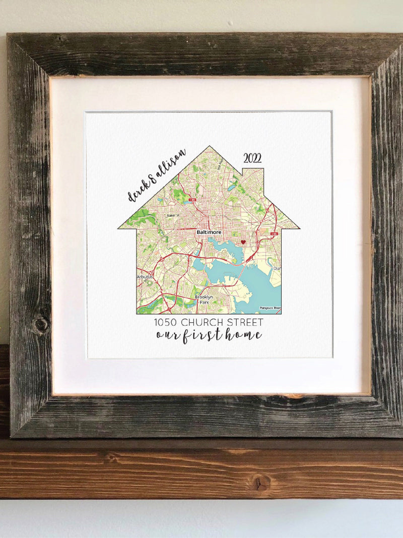 Housewarming Gift, Our First Home, House Map, First Home Gift for Couple, Personalized Map Art, Personalized House Warming Gifts, New Home house warming flower