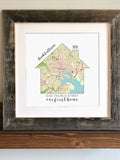 Housewarming Gift, Our First Home, House Map, First Home Gift for Couple, Personalized Map Art, Personalized House Warming Gifts, New Home house warming flower