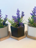 Mini Lavender Plant in White, Black or Gray Pot. Artificial Plant for Desk, Shelf or Bathroom Ð Modern Faux Flower Home Decor faux plants
