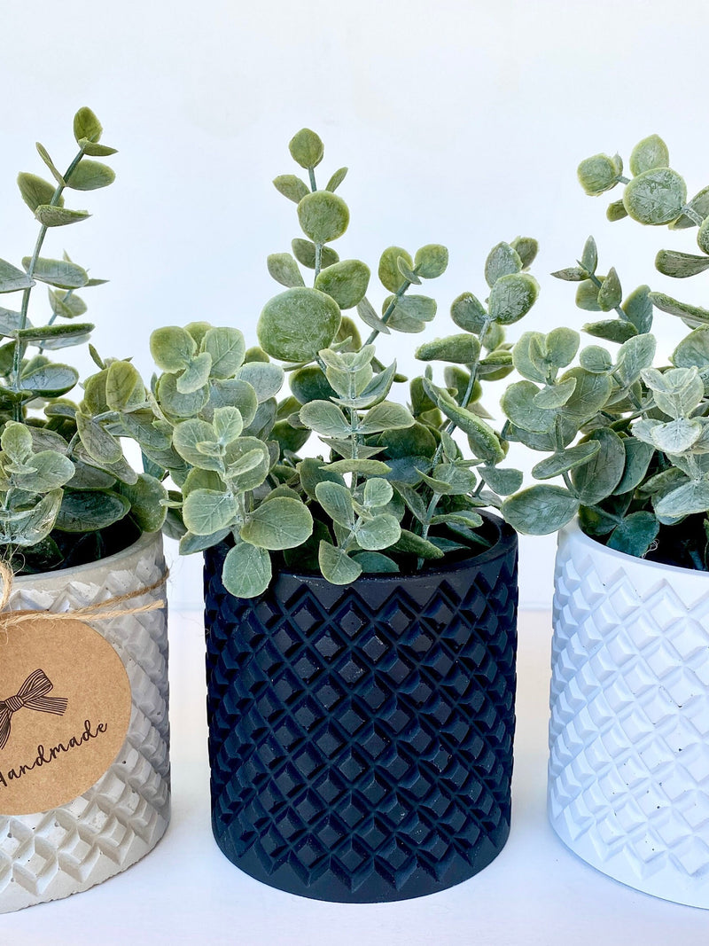 Artificial Eucalyptus Plant in Handmade Concrete Pot - Faux Eucalyptus - Rustic, Farmhouse Decor Fake Plants faux plants