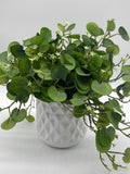 Fake Plant in White Ceramic Pot, Spring Faux Greenery, Realistic Plant Living Room Decor, Artificial Potted Plant, Office Desk Plant faux plants