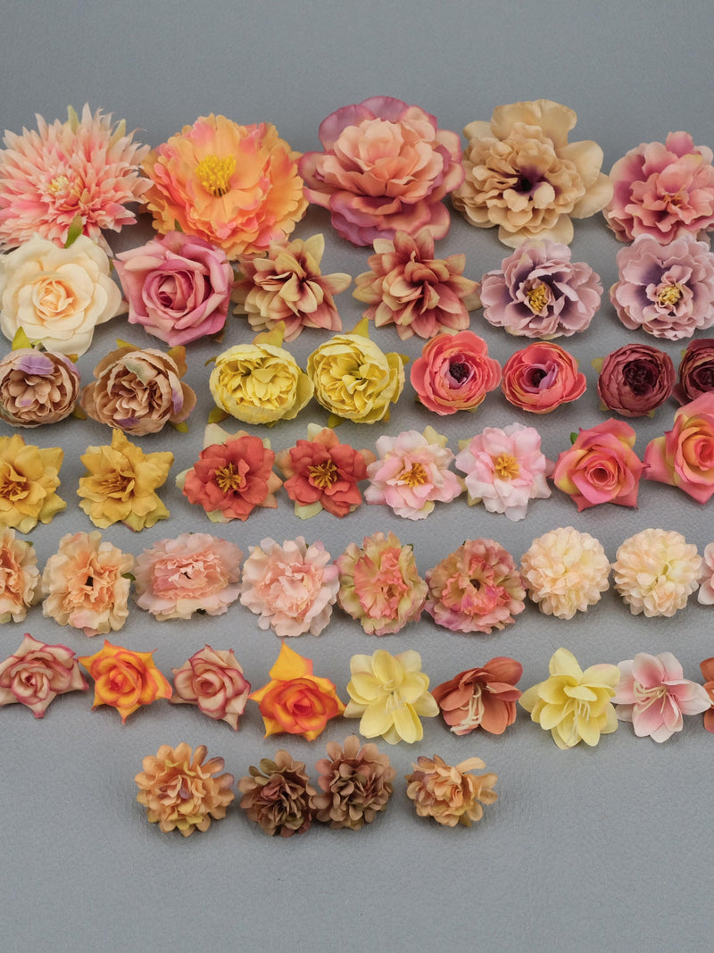 49Pcs Artificial Silk Flower Combo Set/4-13cm Rose Peony Bulk Fake Flower for Handmade DIY Wedding Home Decor Accessory Crafts Flower Bag FLOWER DELIVERY