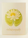 Water Lily Embossed Sympathy Card with Gold Foil. Condolence note card. Blank inside sympathy flower