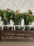 Engraved Memorial Flower Box: Rustic Planter with Mason Jars sympathy flower