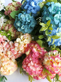 10pcs Heads Artificial Hydrangea Silk Flowers Bouquet, Party decoration, Wedding decor, Home Decor,   5 stems  Hydrangea bouque W008 silk flower
