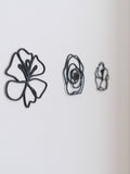 Flower Wall Line Art Decor | Carbon Fiber PLA 3D Printed | Set of 3 | Gift for Plant Lovers | Green Thumb | House Warming house warming flower