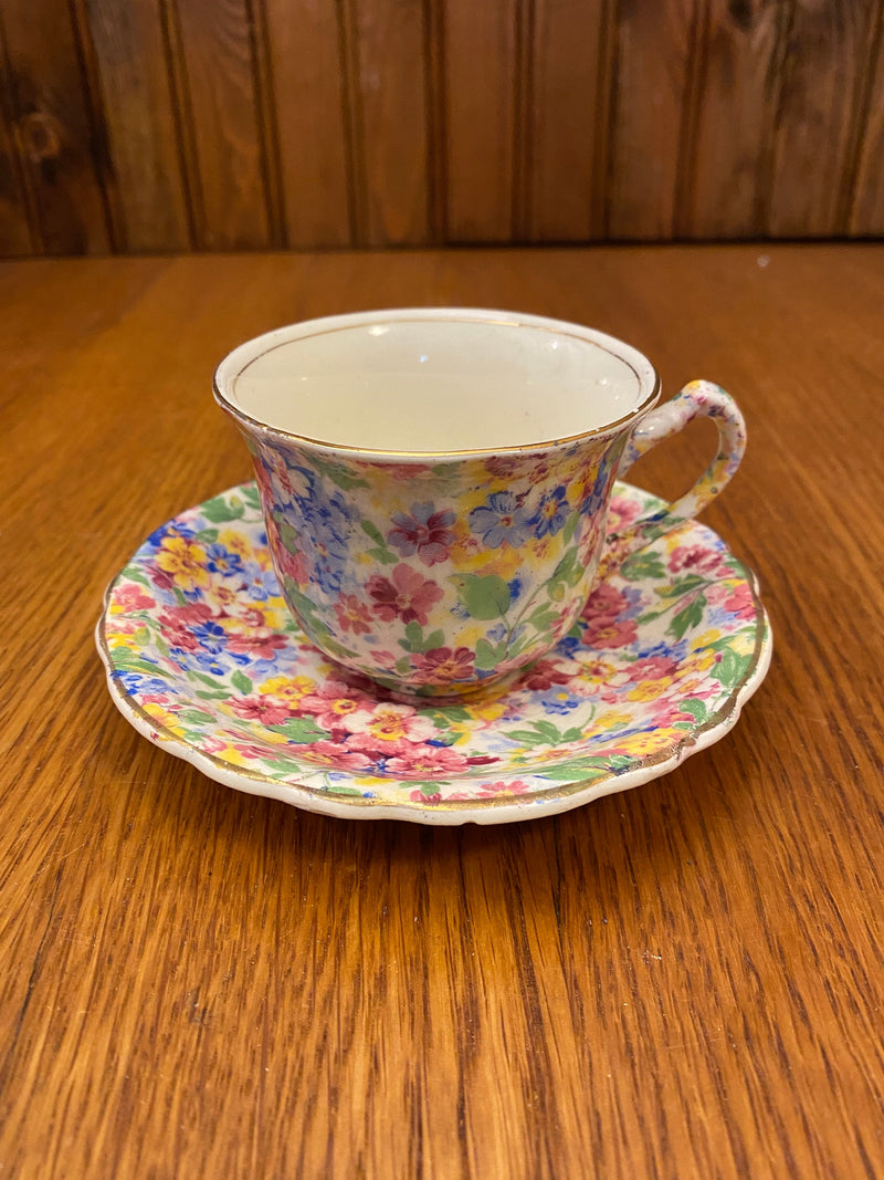 Lord Nelson Ware Chintz Apple Blossom Demitasse Cup and Saucer, BCM Nelson Ware Floral Dish flower spore