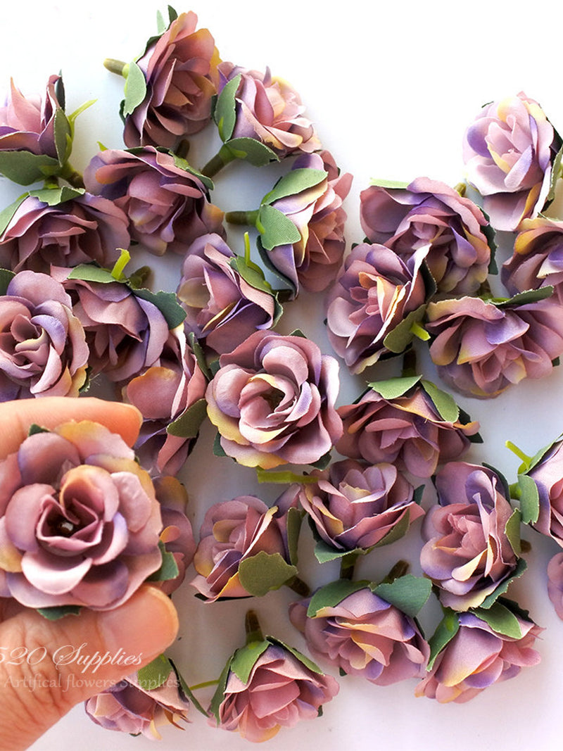 24pcs light purple mini roses , Silk Flowers,Millinery, Flower Crown, Hair Accessories, Corsage,DIY Wedding Bridal,  lf009-light purple silk flower