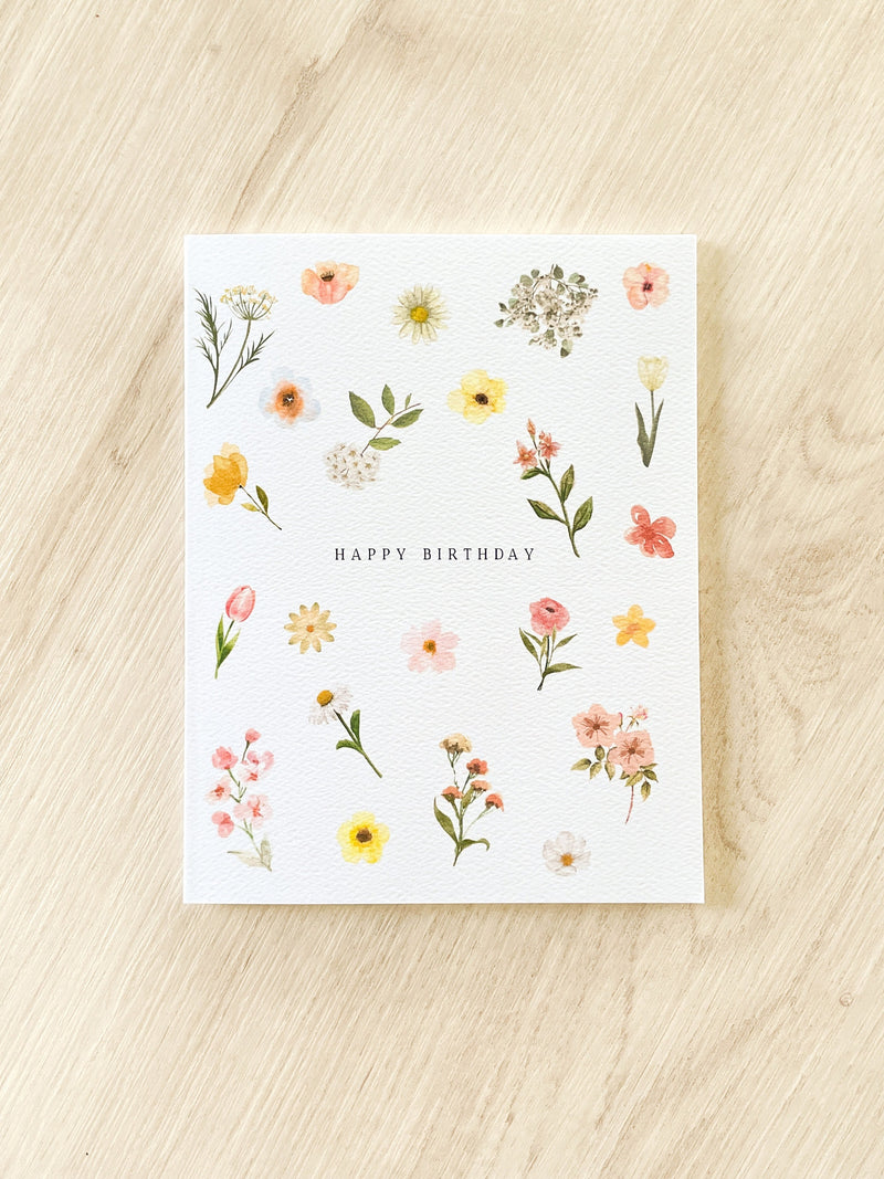 Loose floral birthday card - minimal flower birthday card birthday flower