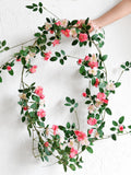 Blush Pink Wild Rose Garland, Bendable Silk Vine Florals, 2 Pcs 12 ft Total silk flower