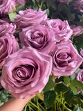 High Quality Mauve Rose with Long Stems, Artificial Silk Flowers Mauve Flowerse for Wedding Bouquets Centerpieces Decor 10pcs silk flower