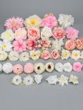 42Pcs Silk Artificial flower heads Combo Set/4.5-12cm Rose,Peony,bulk Fake Flowers/DIY Craft Flower Kit For Wedding Baby Shower Decoration silk flower