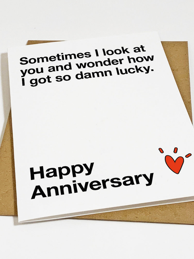 Funny Anniversary Card: Lucky In Love Greeting Card ANNIVERSARY