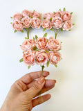 6 pcs Roses on Wire Stems, Silk Roses, Silk Flowers, Corsage Flowers, Peach Roses , Wedding Crafts, Bulk Artificial Flowers, DIY Flowers silk flower