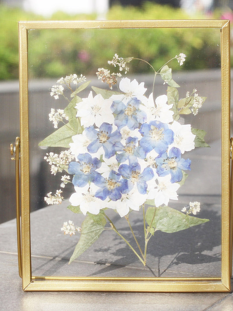 Blue & White Bouquet Pressed flower frame, floating frame, Birthday gift, Home decor, birthday gift, gift for her, mother's day gift house warming flower